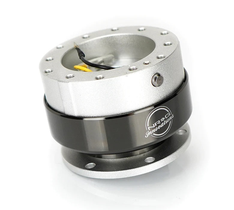 NRG Innovations Gen 2.0 Steering Wheel Quick Release - SFI 42.1 - Silver / Black - 6-Bolt Steering Wheel