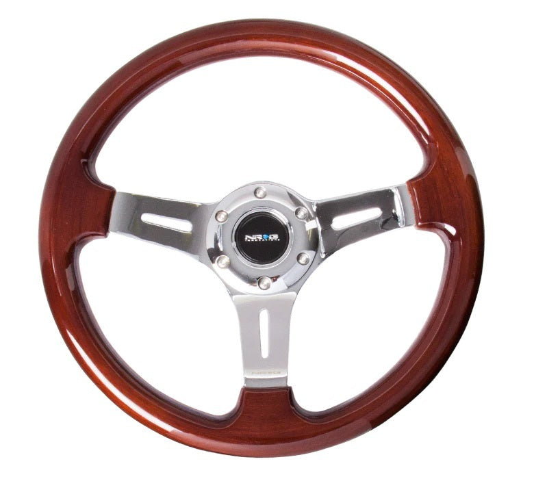NRG Innovations Steering Wheel - 330 mm Diameter - 25 mm Dish - Plastic Wood Grain Grip - Polished