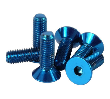 NRG Innovations Steering Wheel Screw Kit - Conical Seat - 5 mm x 0.8 Thread - Allen Head - Blue (Set of 6)