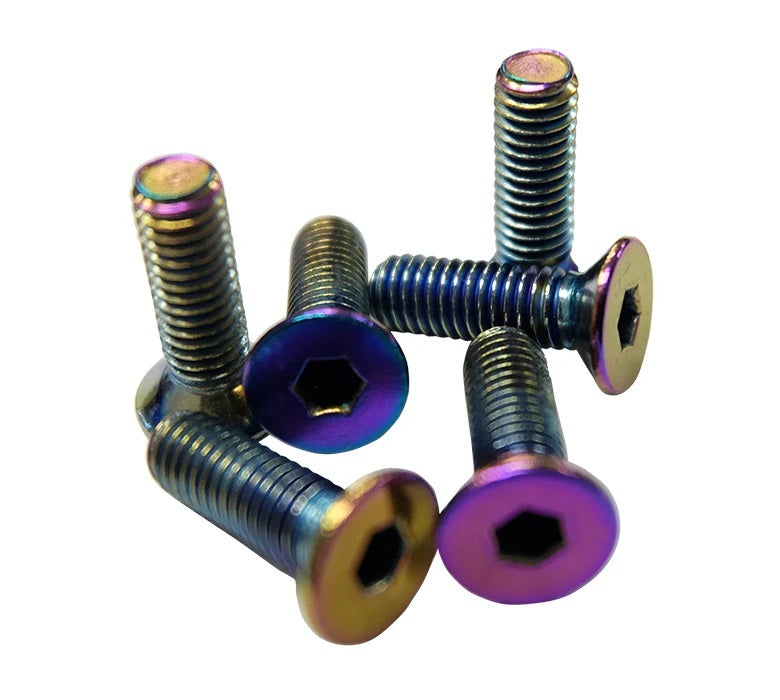 NRG Innovations Steering Wheel Screw Kit - Conical Seat - 5 mm x 0.8 Thread - Allen Head - Neochrome (Set of 6)