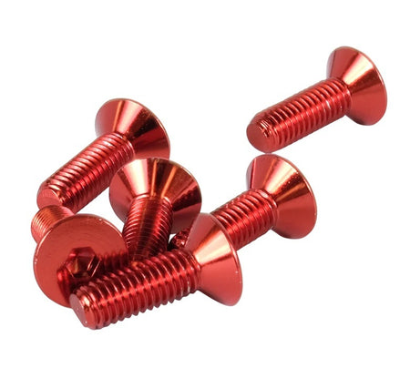 NRG Innovations Steering Wheel Screw Kit - Conical Seat - 5 mm x 0.8 Thread - Allen Head - Red (Set of 6)