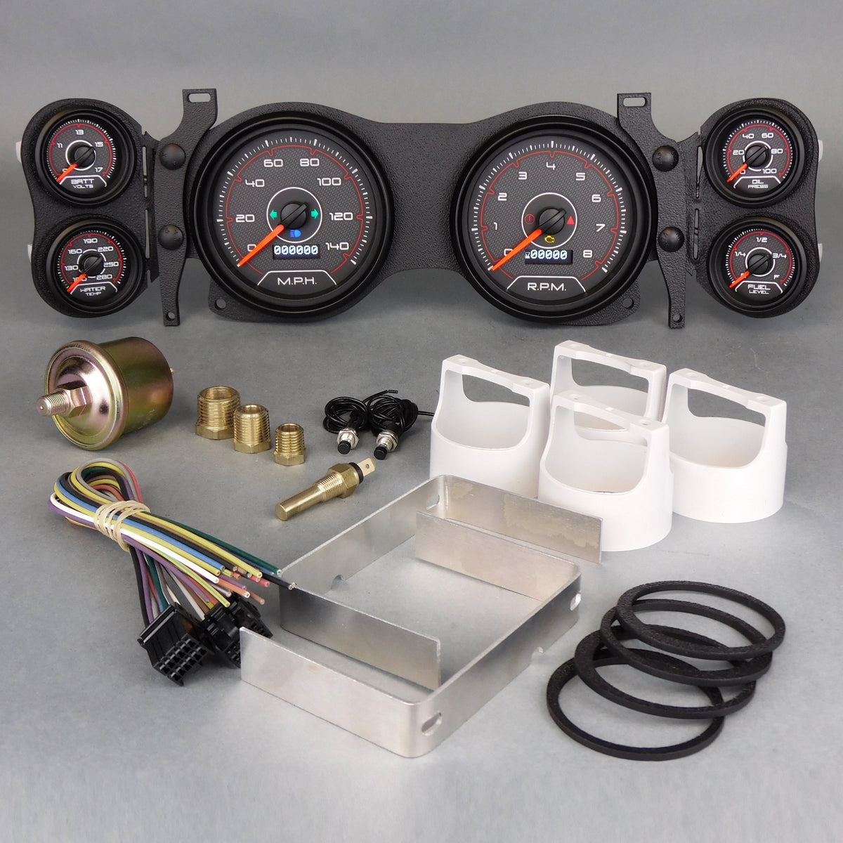 New Vintage USA CFR Red Gauge Kit - Black / Red Face - GM F-Body 1970-78