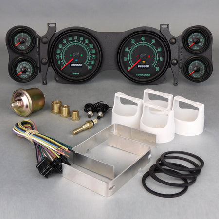 New Vintage USA 69 Series Gauge Kit - Black Face - GM F-Body 1970-78