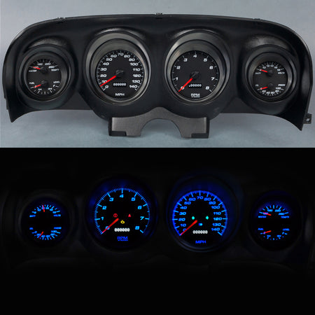 New Vintage USA Direct Fit Performance II Gauge Kit - Black Face - Ford Mustang 1969-70