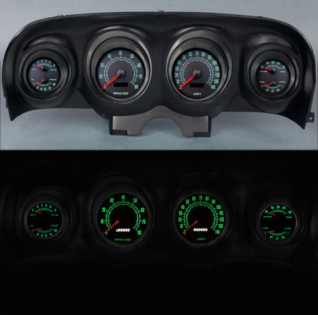 New Vintage USA Direct Fit 69 Series Gauge Kit - Black Face - Ford Mustang 1969-70