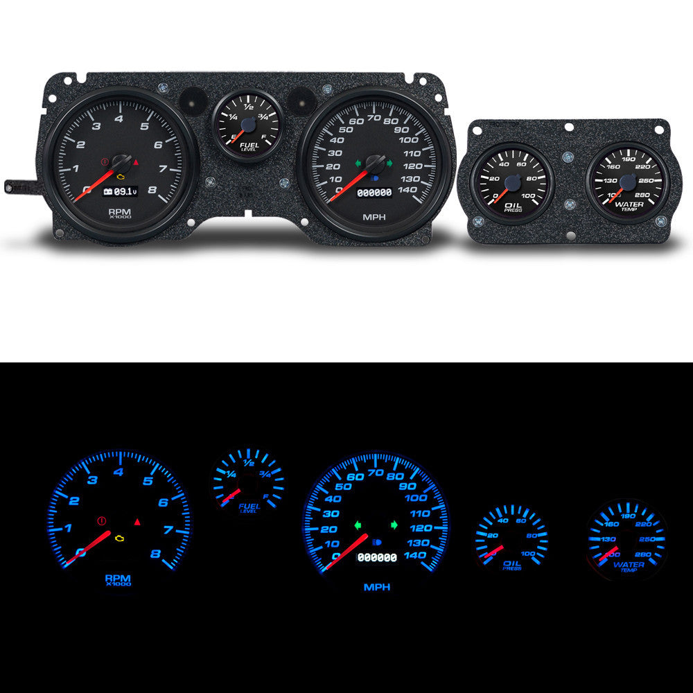 New Vintage USA Performance II Gauge Kit - Black Face - GM F-Body 1970-81
