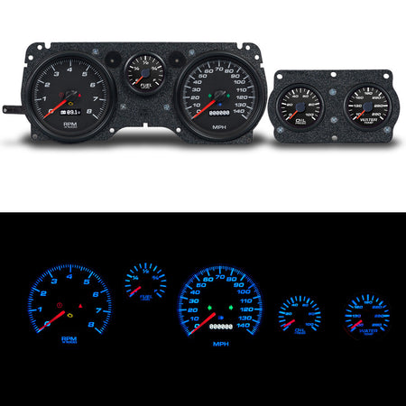 New Vintage USA Performance II Gauge Kit - Black Face - GM F-Body 1970-81