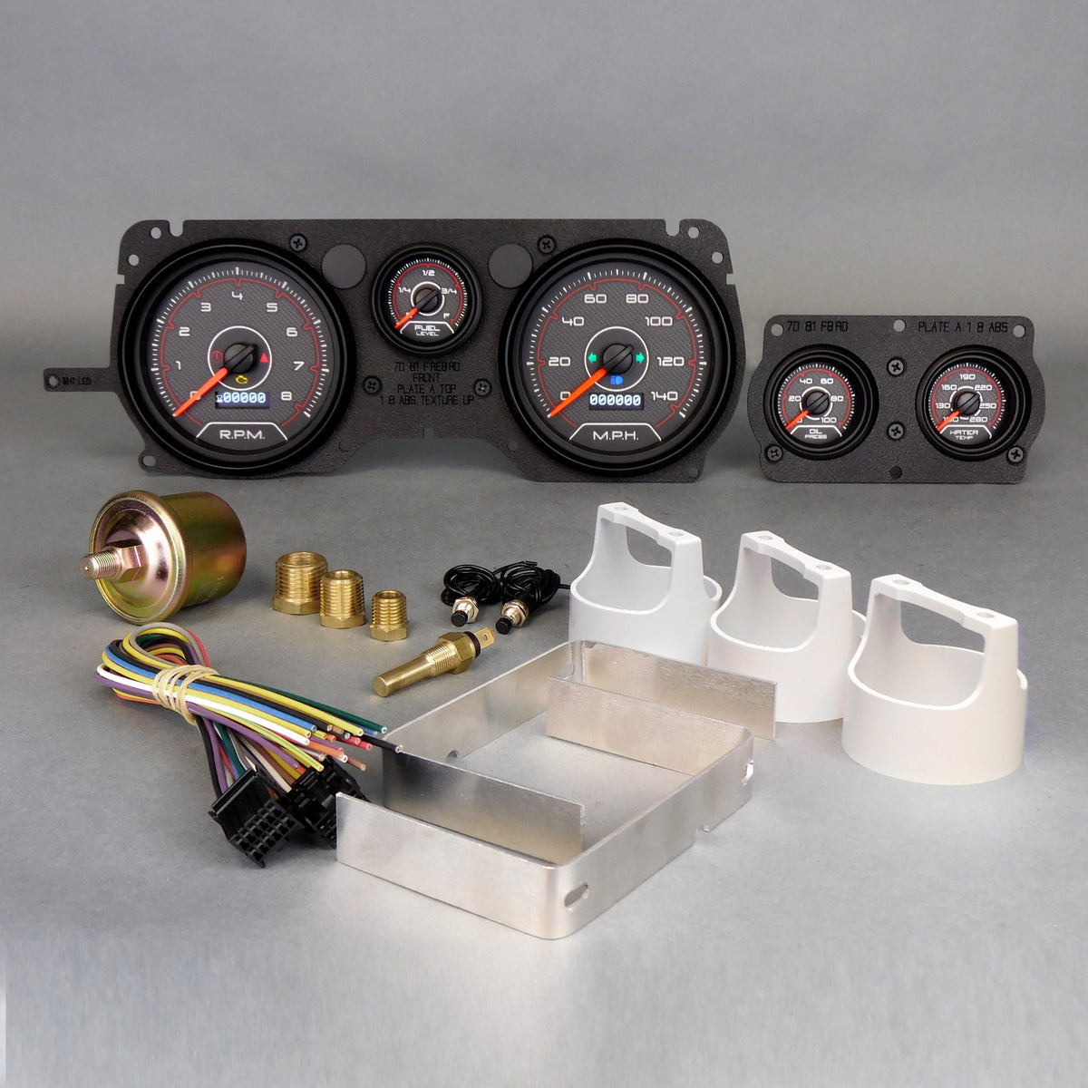 New Vintage USA CFR Red Gauge Kit - Black / Red Face - GM F-Body 1970-81