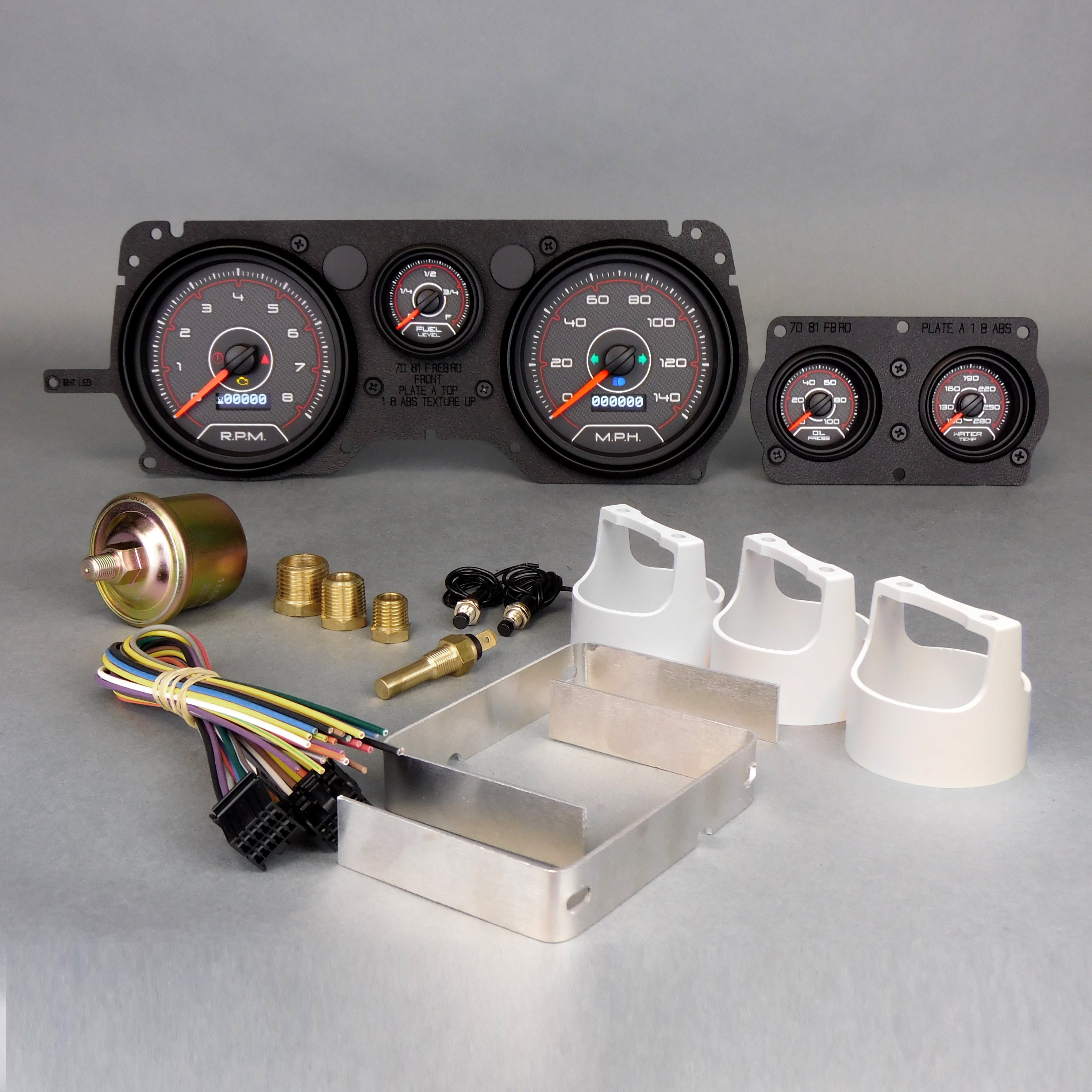 New Vintage USA CFR Red Gauge Kit - Black / Red Face - GM F-Body 1970-81