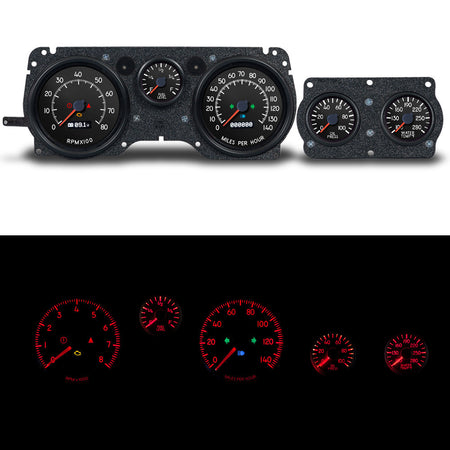 New Vintage USA Aviator Gauge Kit - Black Face - GM F-Body 1970-81