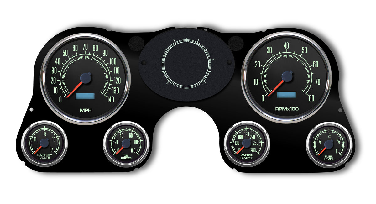 New Vintage USA 69 Series Gauge Kit - Black Face - GM Fullsize Truck 1967-72