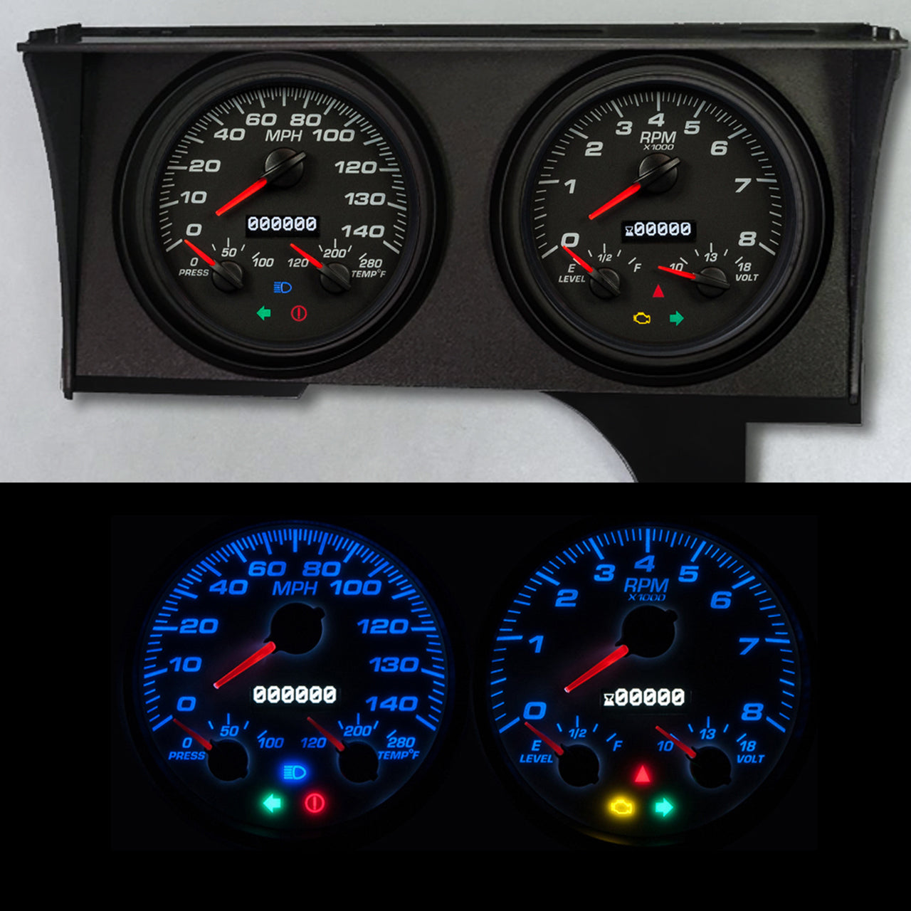 New Vintage USA Performance II Gauge Kit - Black Face - GM G-Body 1978-88