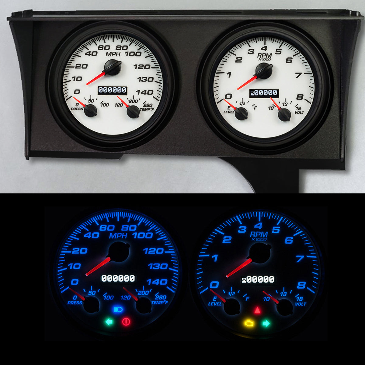 New Vintage USA Performance II Gauge Kit - White Face - GM G-Body 1978-88