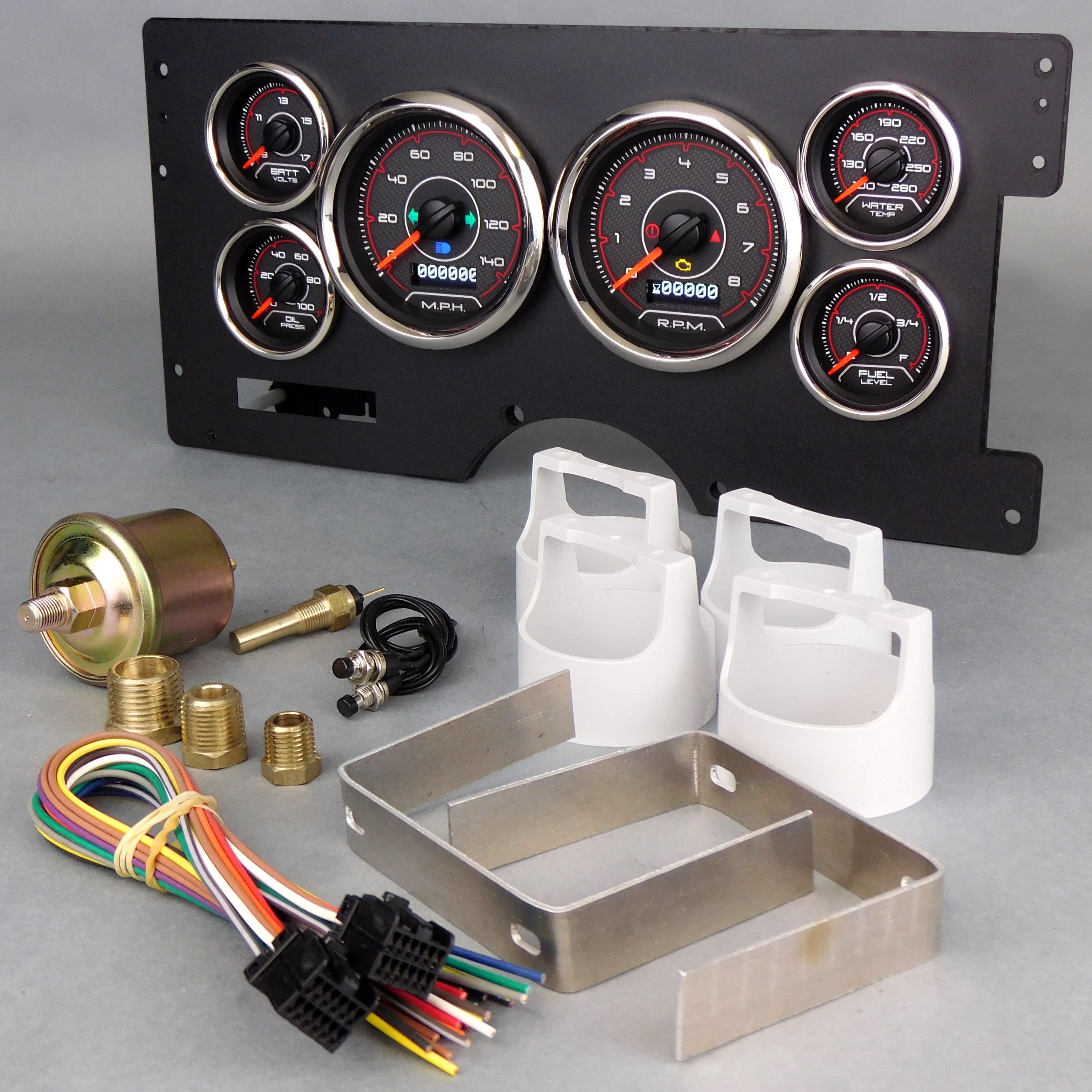 New Vintage USA CFR Red Gauge Kit - Black / Red Face - GM Fullsize Truck 1988-94