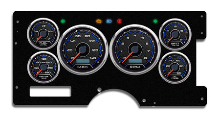 New Vintage USA CFR Blue Gauge Kit - Fuel / OP / WT / Volt / Tach / Speedometer - Black / Blue Face - GM Fullsize Truck 1988-94