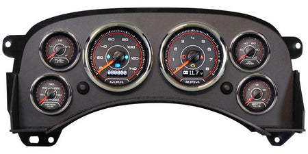 New Vintage USA CFR Red Gauge Kit - Fuel / OP / WT / Volt / Tach / Speedometer - Black / Red Face - GM Fullsize Truck 1999-2006