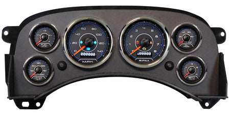 New Vintage USA CFR Blue Gauge Kit - Fuel / OP / WT / Volt / Tach / Speedometer - Black / Blue Face - GM Fullsize Truck 1999-2006