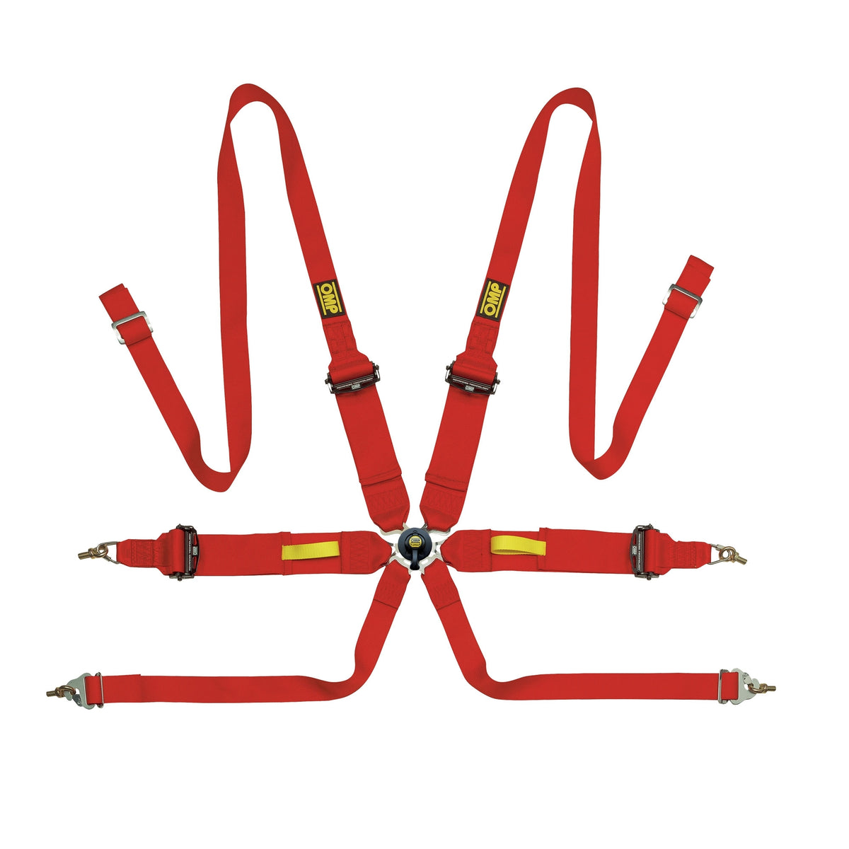 OMP Racing Tecnica 3 6-Point Camlock Harness - Pull Up Adjust - Clip-In / Wrap Around - Red