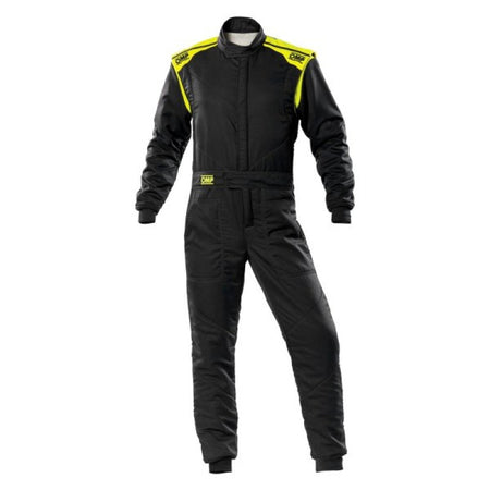 OMP Racing First-S Suit - FIA 8856-2018 – SFI 3.2A/5 - Black / Fluorescent Yellow