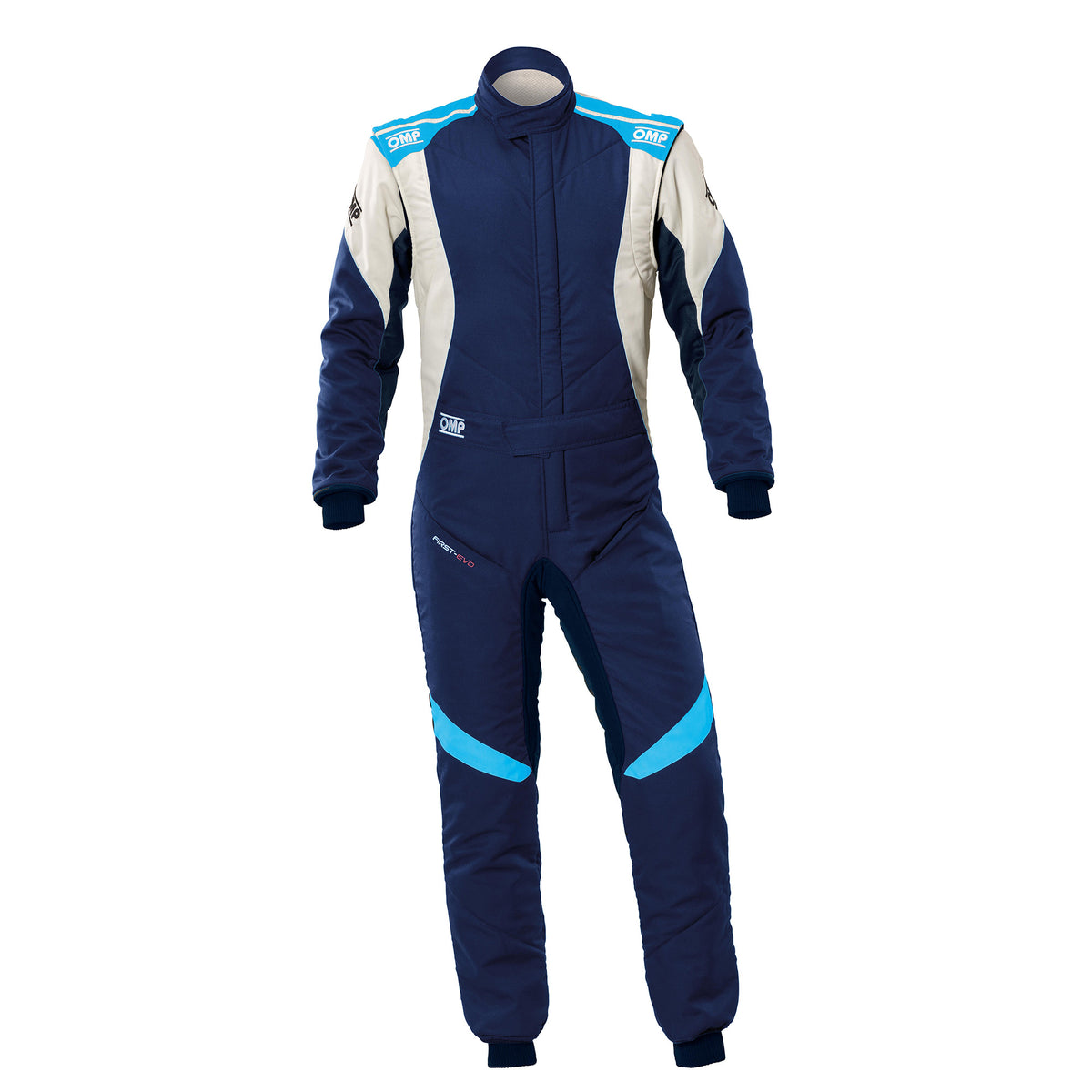 OMP Racing First EVO Overall Suit - Navy Blue/Cyan