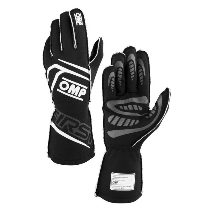 OMP Racing First Gloves FIA 8856-2018 - Black