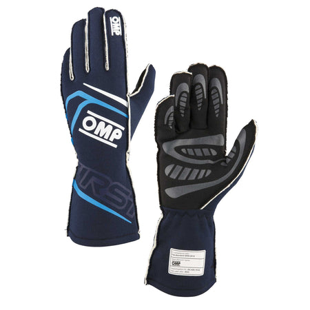 OMP Racing First Gloves FIA 8856-2018 - Navy Blue/Cyan