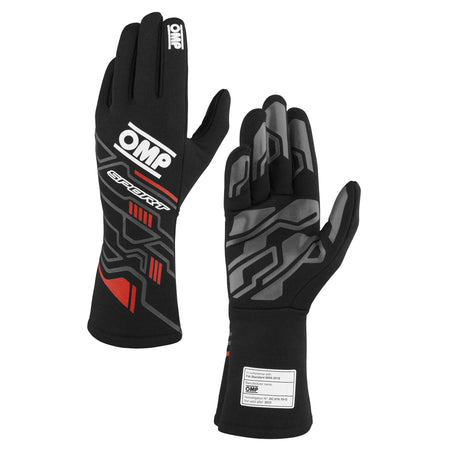 OMP Racing Sport FIA 8856-2018 Gloves - Black/Red