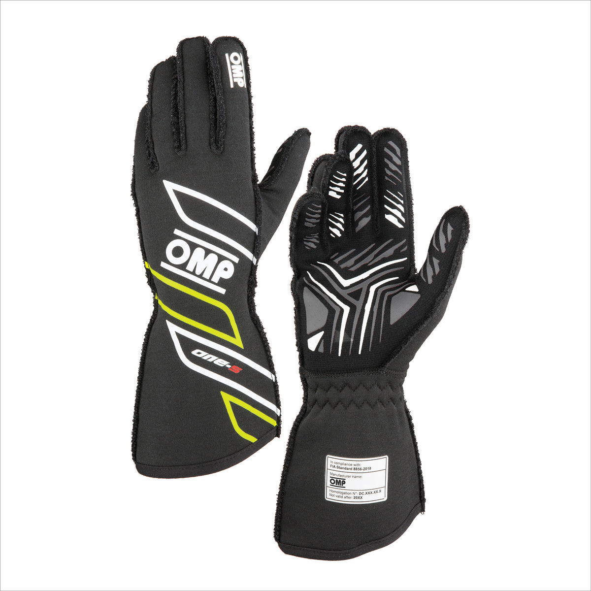 OMP Racing One-S my2025 FIA 8856-2018 Gloves - Anthracite/Fluorescent Yellow