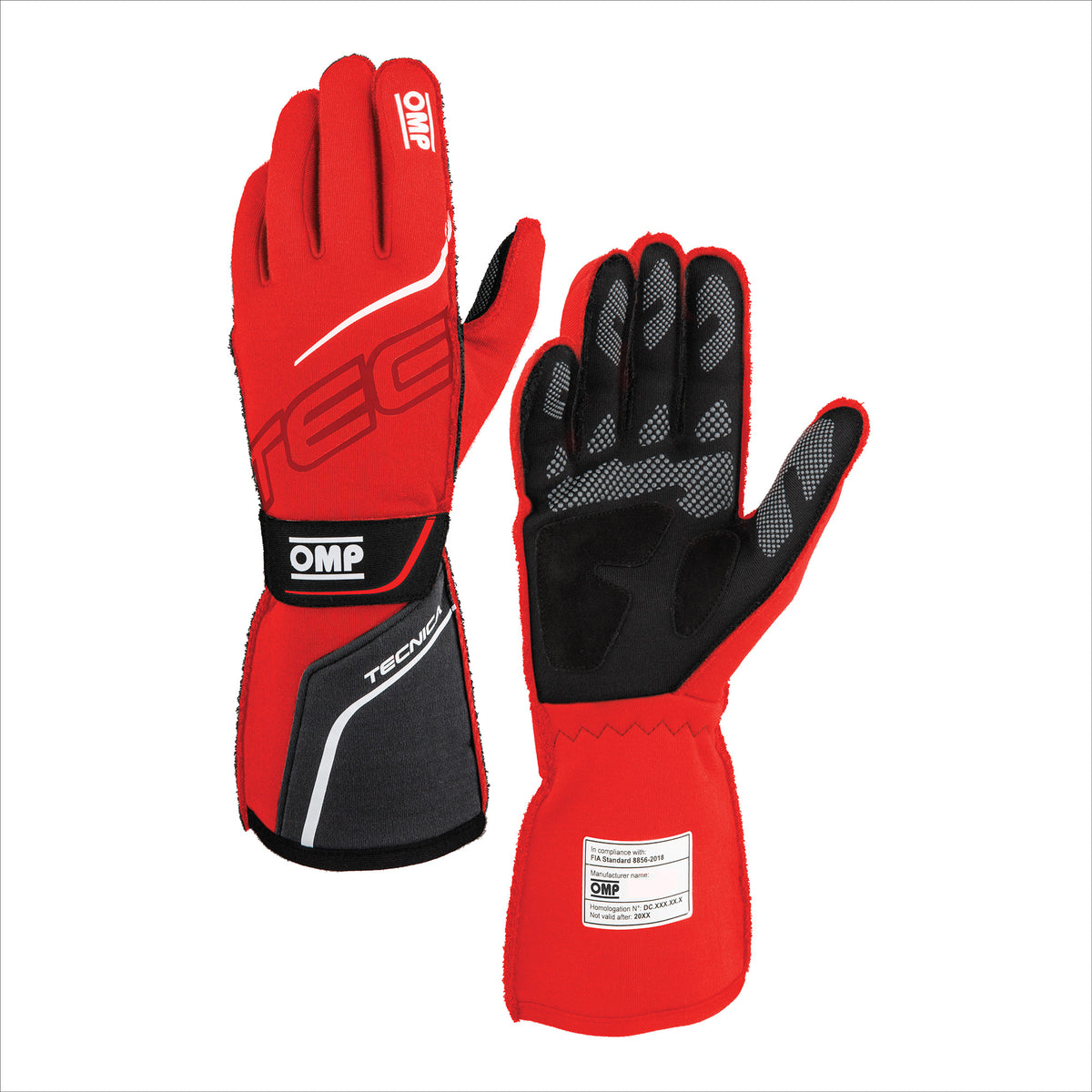 OMP Racing Tecnica Gloves FIA 8856-2018 - Red/Black