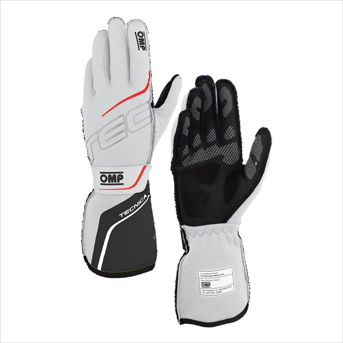OMP Racing Tecnica Gloves FIA 8856-2018 - White/Anthracite