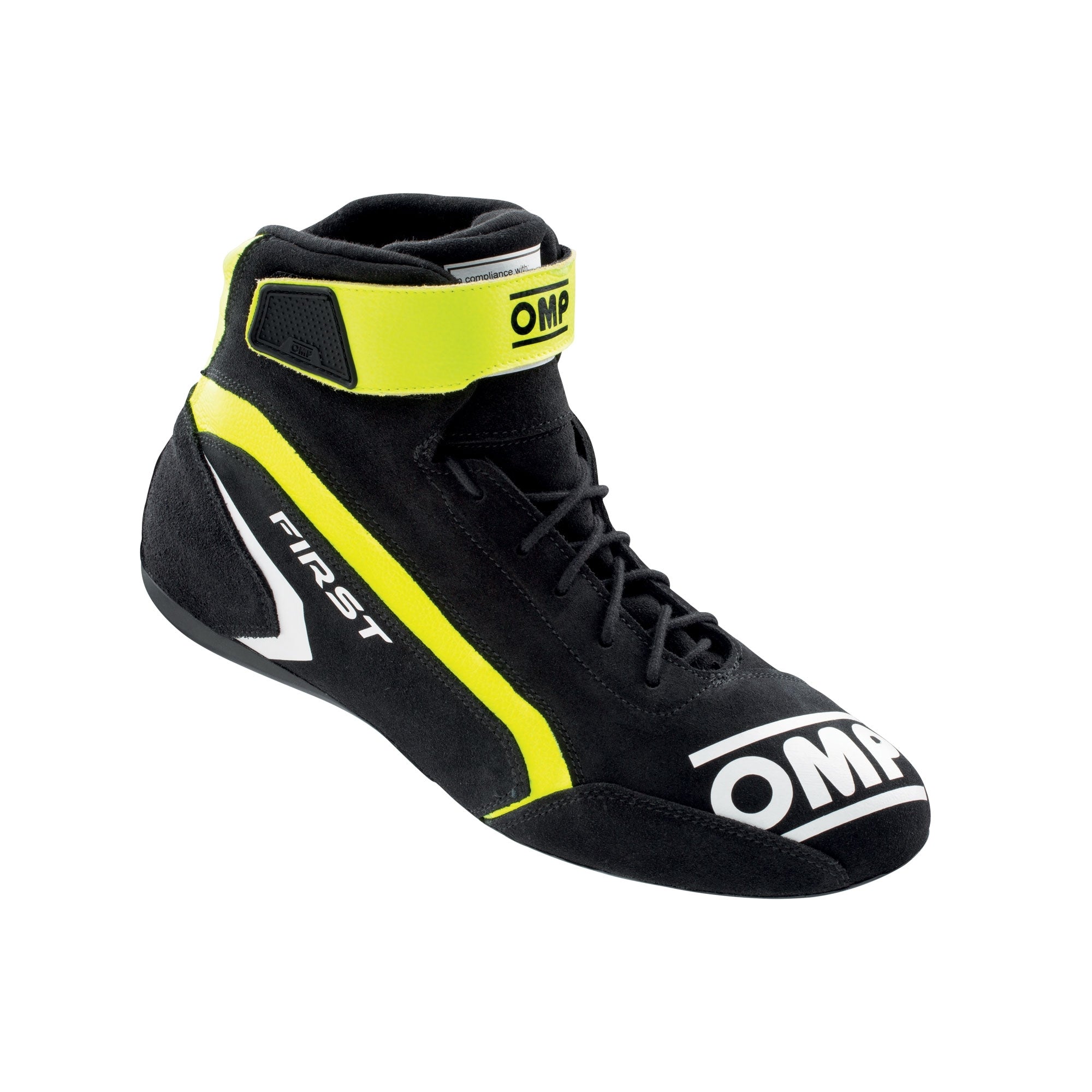 OMP Racing First Shoes FIA 8856-2018 – SFI 3.3/5 - Black/Fluorescent Yellow