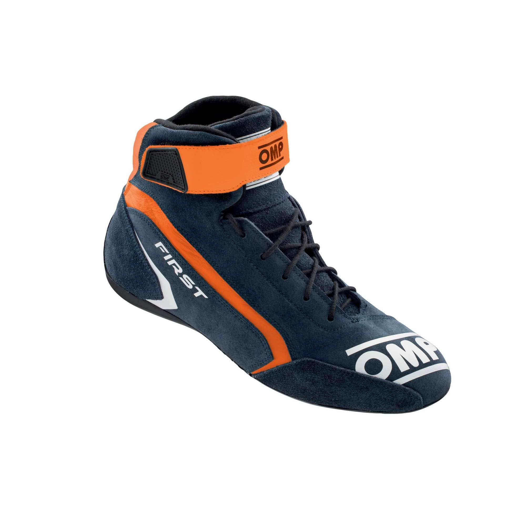 OMP Racing First Shoes FIA 8856-2018 – SFI 3.3/5 - Blue/Fluorescent Orange