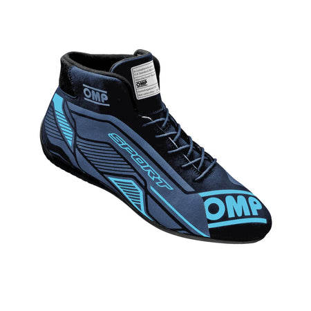 OMP Racing Sport Shoes FIA 8856-2018 – SFI 3.3/5 - Black/Cyan