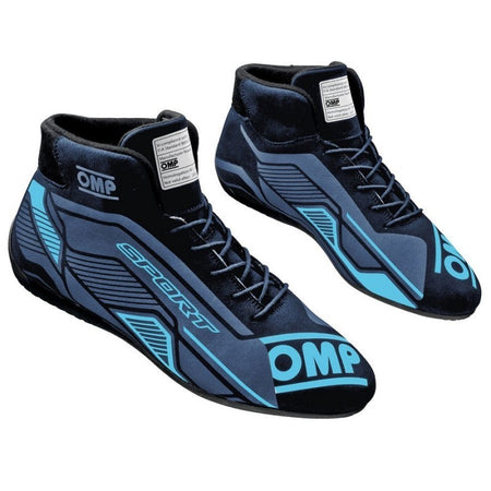 OMP Racing Sport Shoes FIA 8856-2018 – SFI 3.3/5 - Black/Cyan