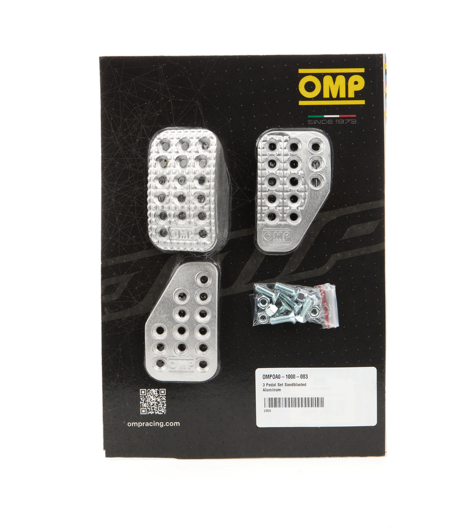 OMP Aluminum Pedal Pad Set - Brake / Clutch / Gas - Sandblasted OA0-1000-003