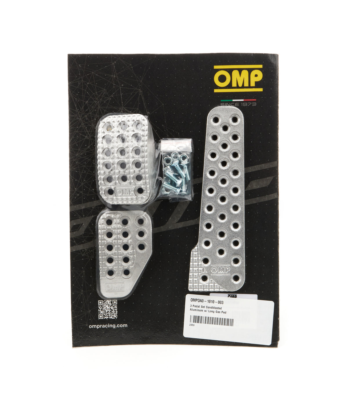 OMP Aluminum Pedal Pad Set - Brake / Clutch / Long Gas Pedal - Sandblasted OA0-1010-003