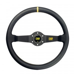 OMP Rally Liscio Steering Wheel - 350 mm Diameter - 95 mm Dish - Black Leather Grip - Black