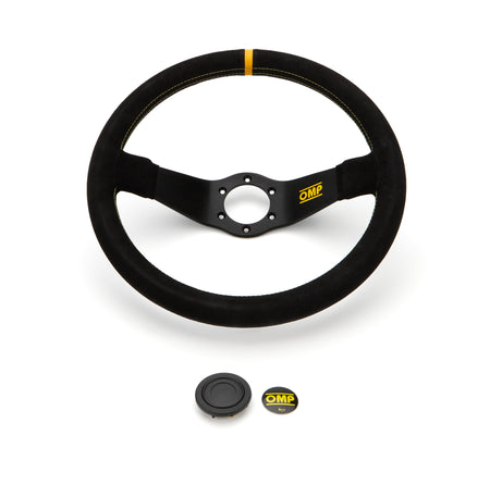 OMP Rally Scamociato Steering Wheel - 350 mm Diameter - 95 mm Dish - Black Suede Grip - Black