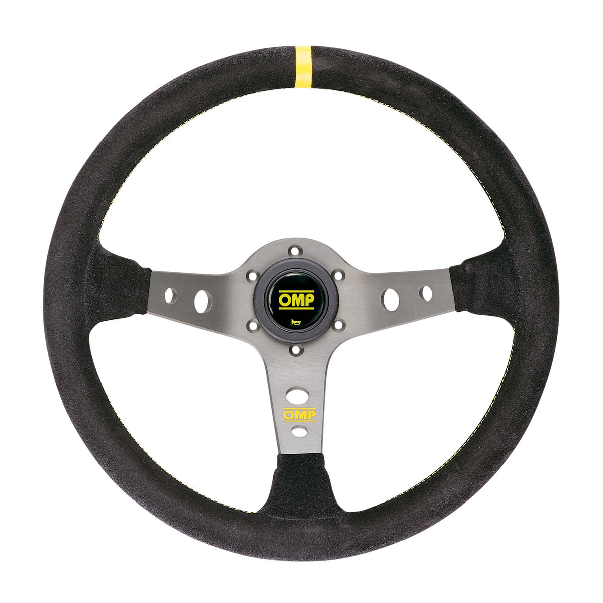 OMP Corsica Scamosciato Steering Wheel - 350 mm Diameter - 95 mm Dish - Black Suede Grip - Black