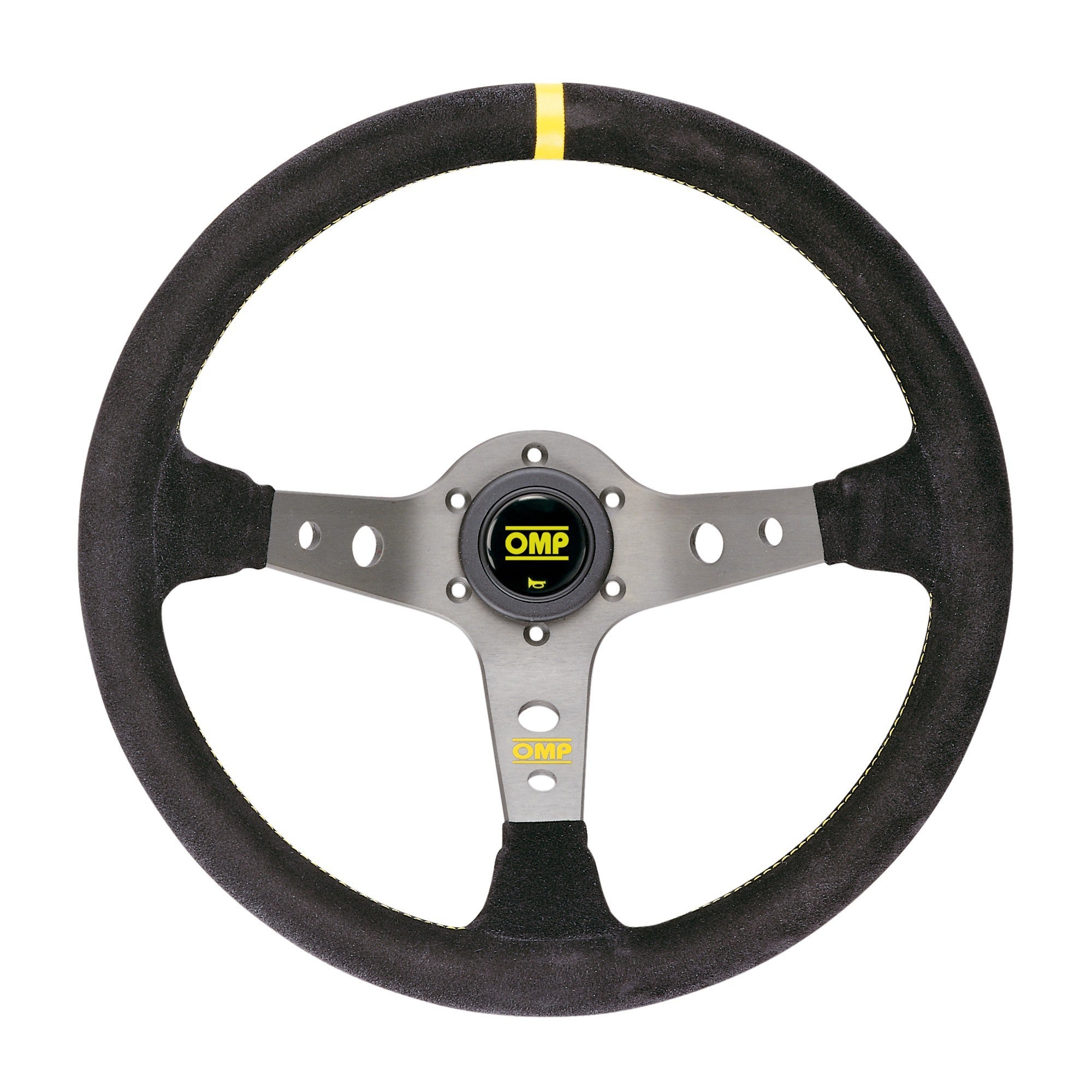 OMP Corsica Scamosciato Steering Wheel - 350 mm Diameter - 95 mm Dish - Black Suede Grip - Black