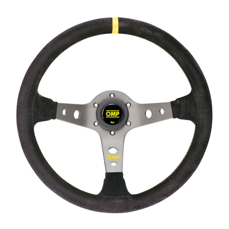 OMP Corsica Scamosciato Steering Wheel - 350 mm Diameter - 95 mm Dish - Black Suede Grip - Black