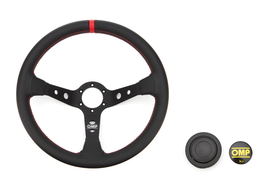 OMP Corsica Liscio Steering Wheel - 350 mm Diameter - 95 mm Dish - Black Leather Grip - Black OD0-1956-073