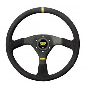 OMP Velocita Steering Wheel - 350 mm Diameter - Flat - Black Suede Grip - Black