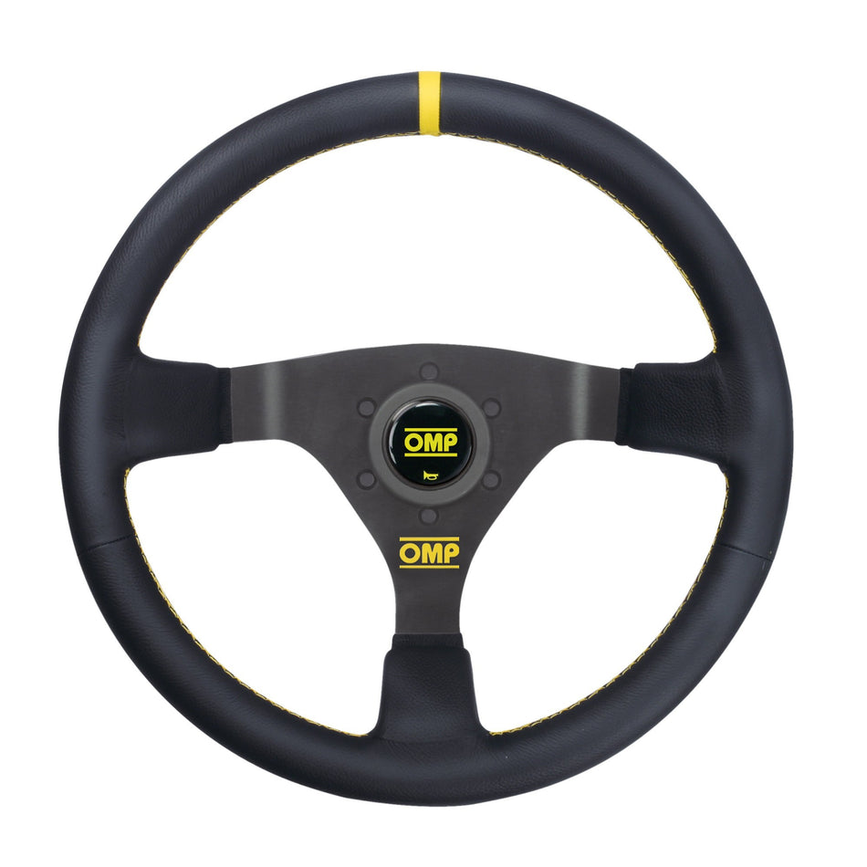 OMP WRC Steering Wheel - 350 mm Diameter - 65 mm Dish - Black Leather Grip - Black OD0-1980-071