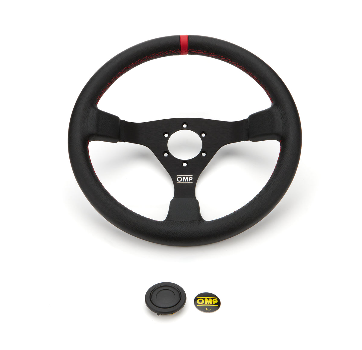 OMP WRC Steering Wheel - 350 mm Diameter - 65 mm Dish - Black Leather Grip - Black OD0-1980-073