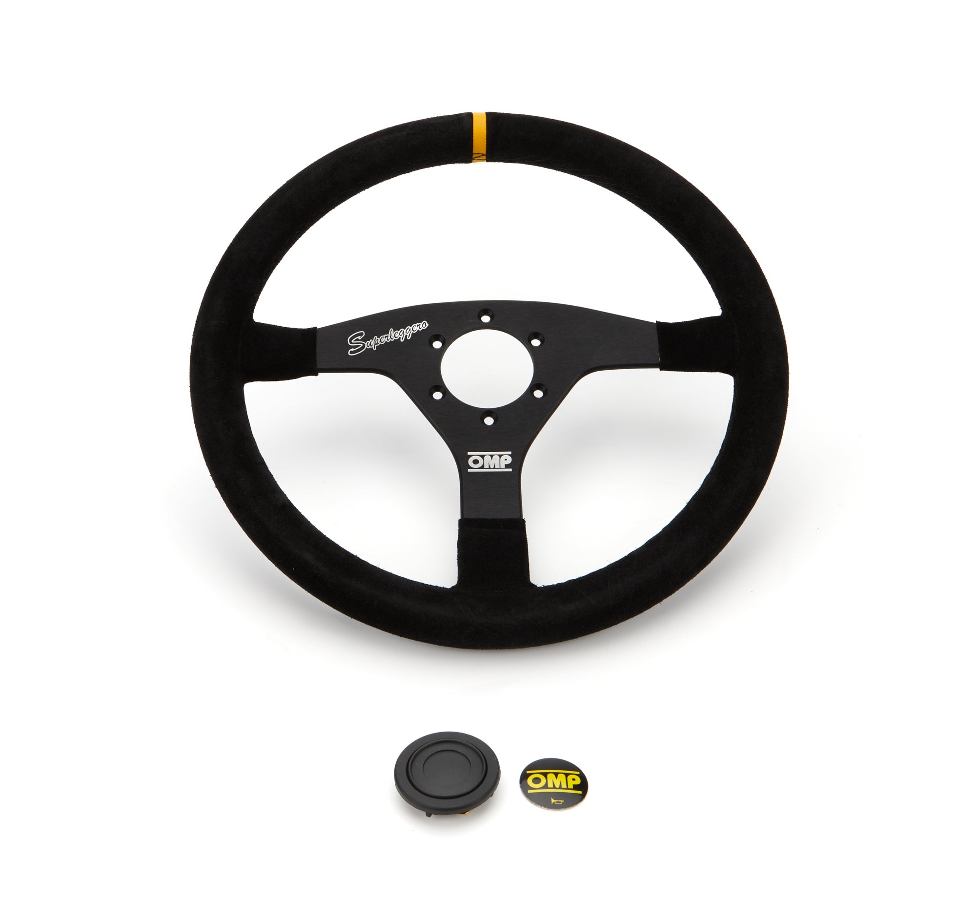 OMP Velocita Superleggero Steering Wheel - 350 mm Diameter - Flat - Black Suede Grip - Black