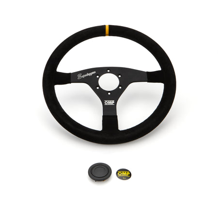 OMP Velocita Superleggero Steering Wheel - 350 mm Diameter - Flat - Black Suede Grip - Black
