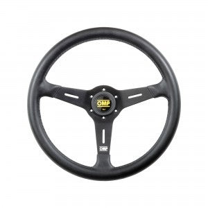 OMP Sand Steering Wheel - 380 mm Diameter - Flat - Black Leather Grip - Black