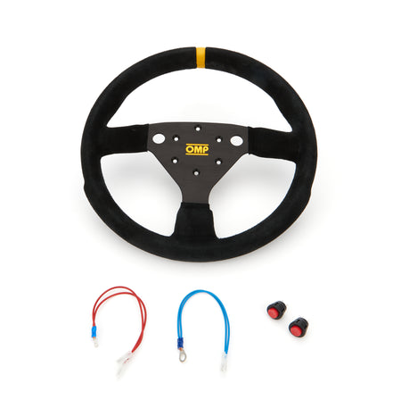 OMP 320 ALU S Steering Wheel - 320 mm Diameter - Flat - Black Suede Grip - Aluminum