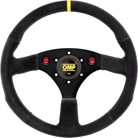 OMP 320 ALU SP Steering Wheel - 320 mm Diameter - Flat - Black Suede Grip - Aluminum